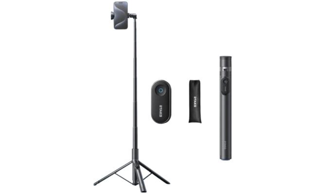 RTAKO RZP001-AB226 Selfie Stick with Tripod and Self-expanding Legs, 720° Rotation, 1.7m with smart design - Black